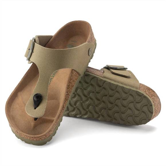 NEW BIRKENSTOCK women's gizeh big buckle textile sandals in khaki - Picture 1 of 4